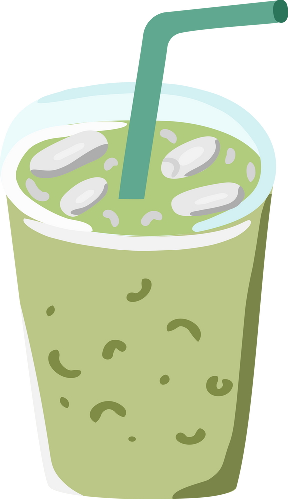 Matcha Green Tea Iced Illustration for Decorative Element